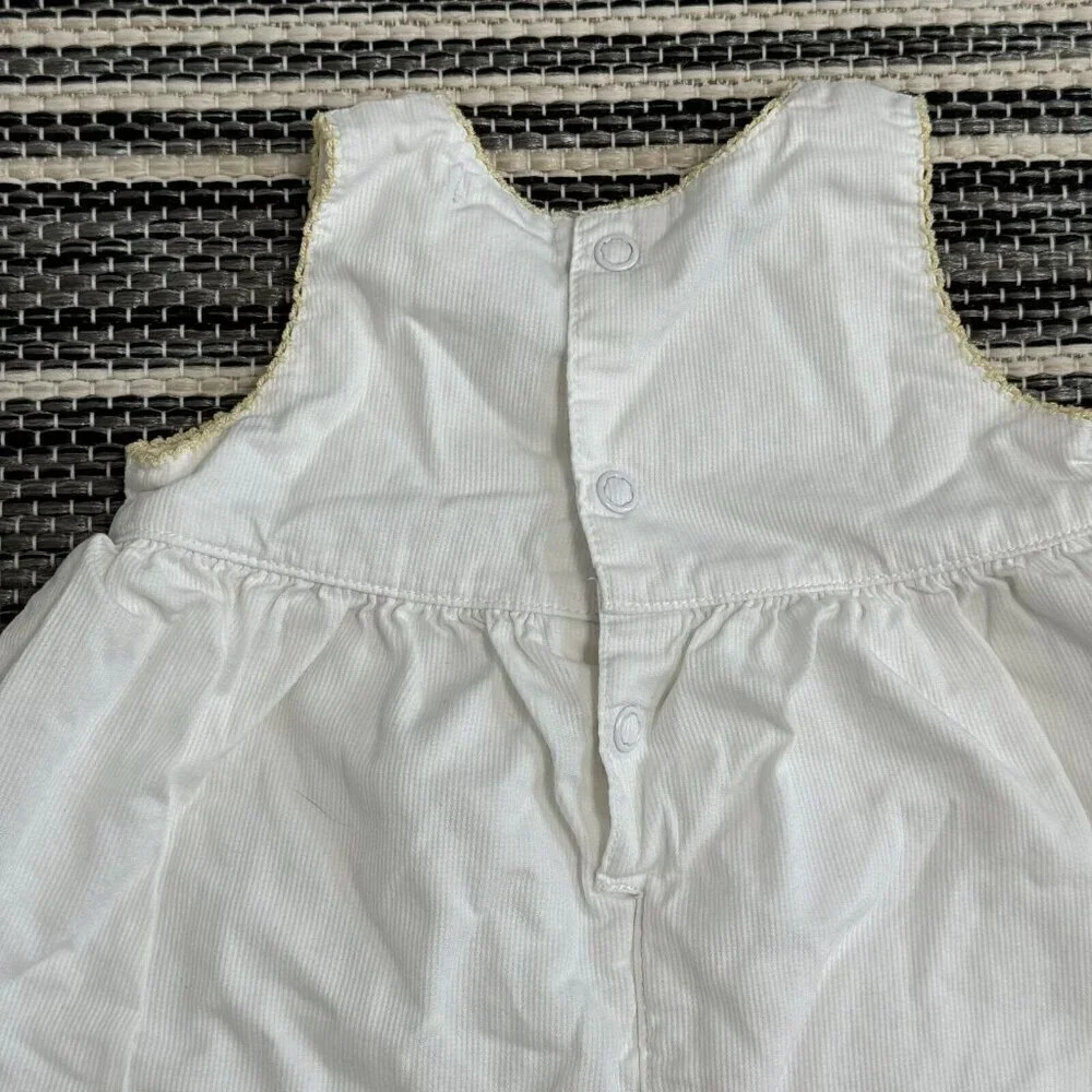 Vintage Carters Baby Girl Sleeveless Duck Dress 100% Cotton White Yellow Size 3M